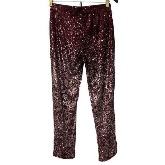 Cable & Gauge burgundy Sequin Pants. Size XSmall. - Picture 3 of 8